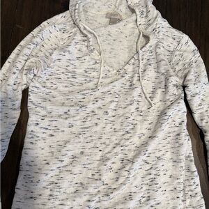 Ann Taylor LOFT White and Black V-Neck Sweater